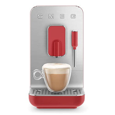 Smeg, fully automatic coffee machine with steam function BCC02RDMEU, steam nozzle, integrated grinder, thermoblock system, 1.4 l tank, 19 bar pump pressure, compact measurements, 1350W, red on sale